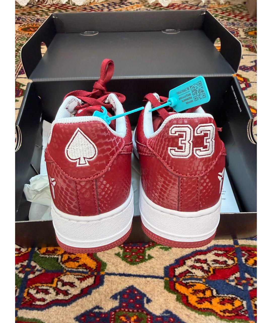 NIKE Бордовые кожаные низкие кроссовки / кеды, фото 7