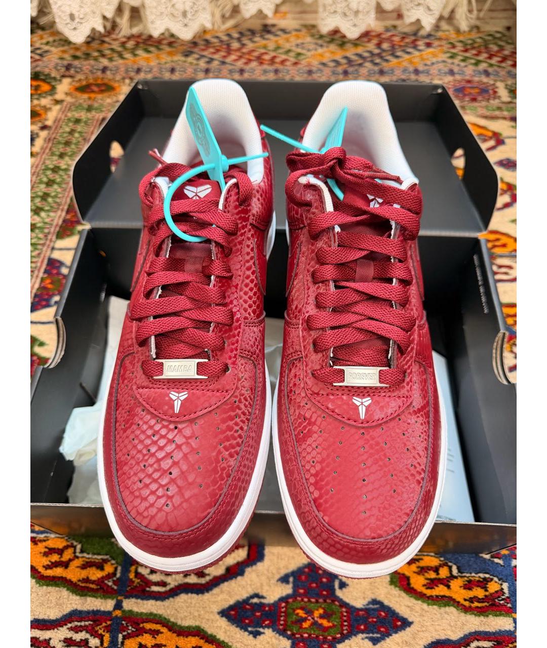 NIKE Бордовые кожаные низкие кроссовки / кеды, фото 6