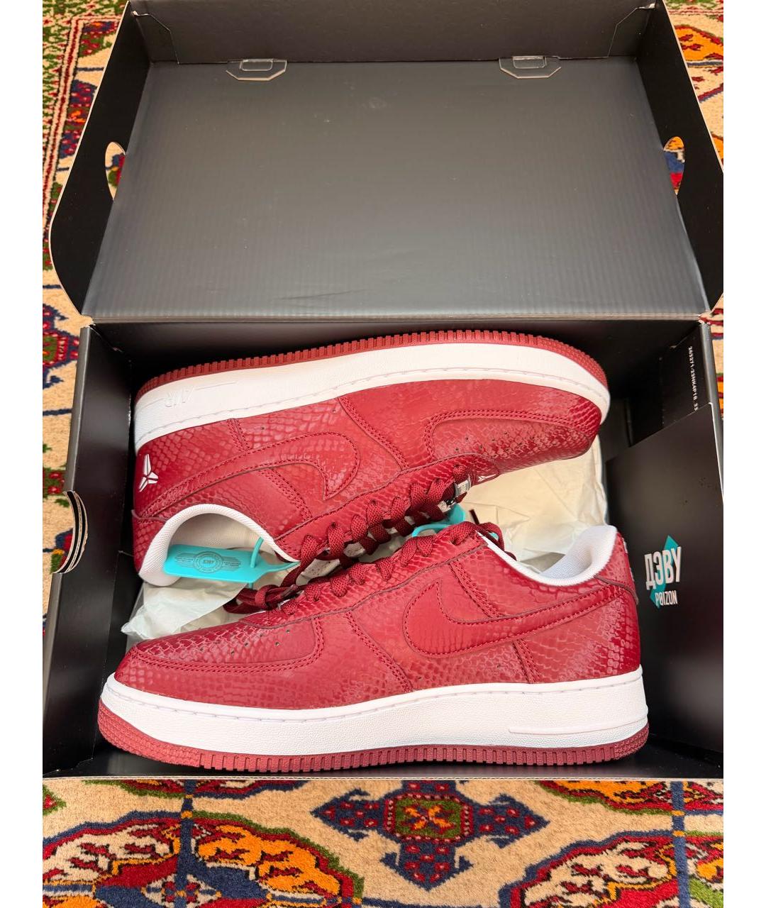 NIKE Бордовые кожаные низкие кроссовки / кеды, фото 5