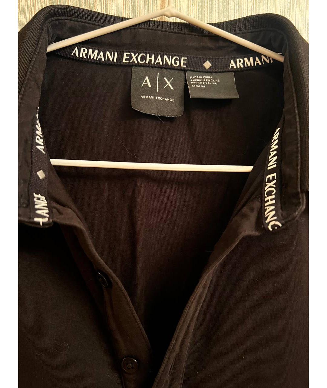 ARMANI EXCHANGE Черное хлопковое поло с коротким рукавом, фото 3