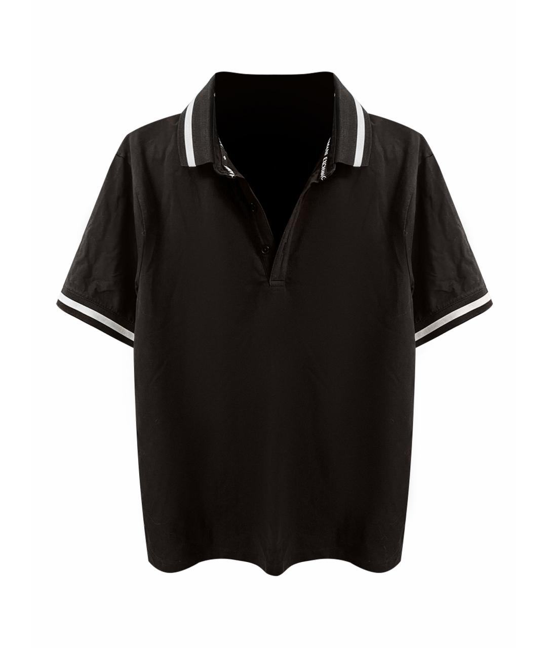 ARMANI EXCHANGE Черное хлопковое поло с коротким рукавом, фото 1
