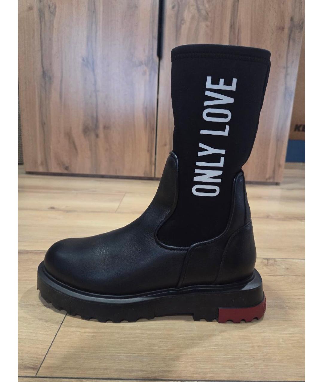 LOVE MOSCHINO Черные кожаные полусапоги, фото 10