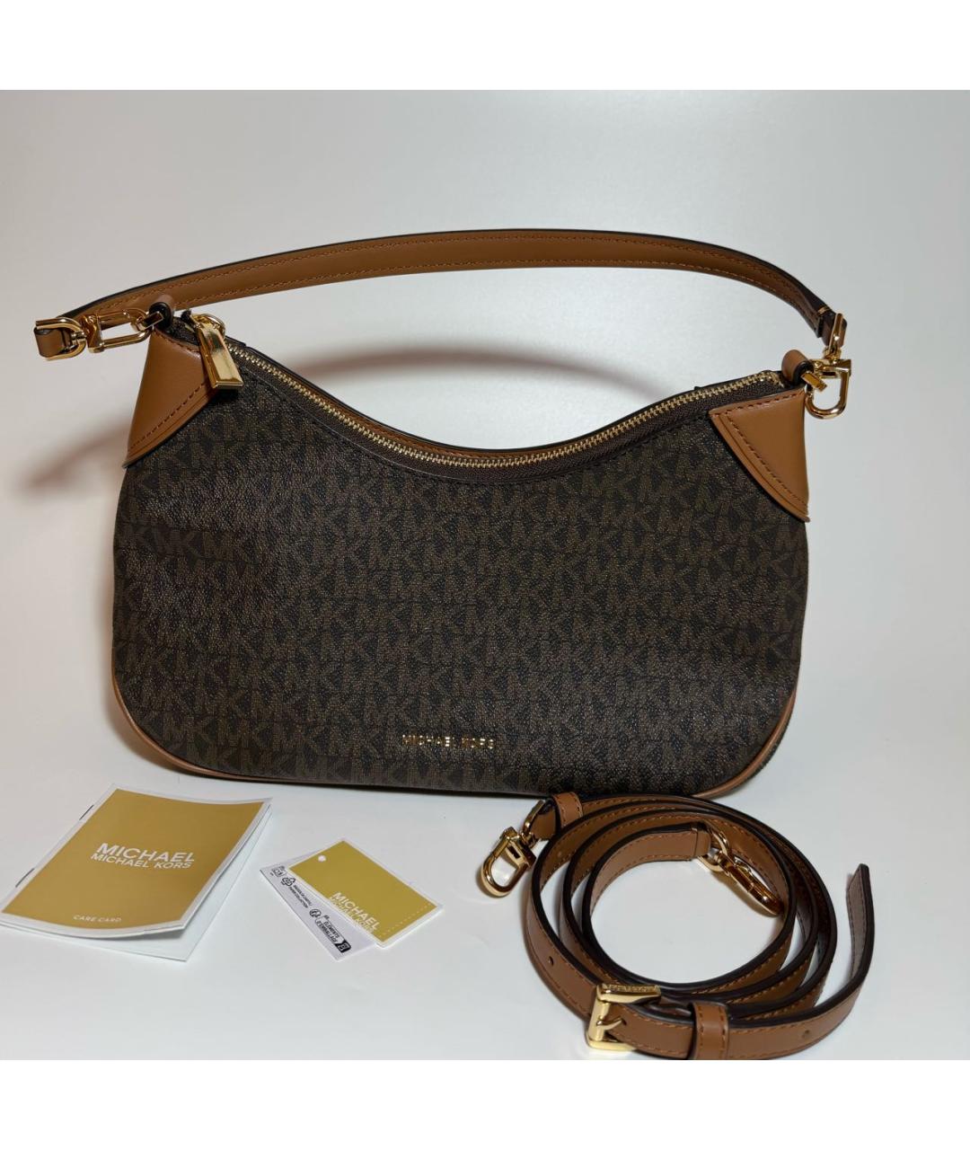 MICHAEL KORS Коричневая сумка с короткими ручками из канвы, фото 5