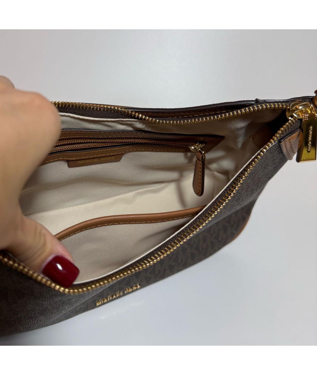 MICHAEL KORS Коричневая сумка с короткими ручками из канвы, фото 4