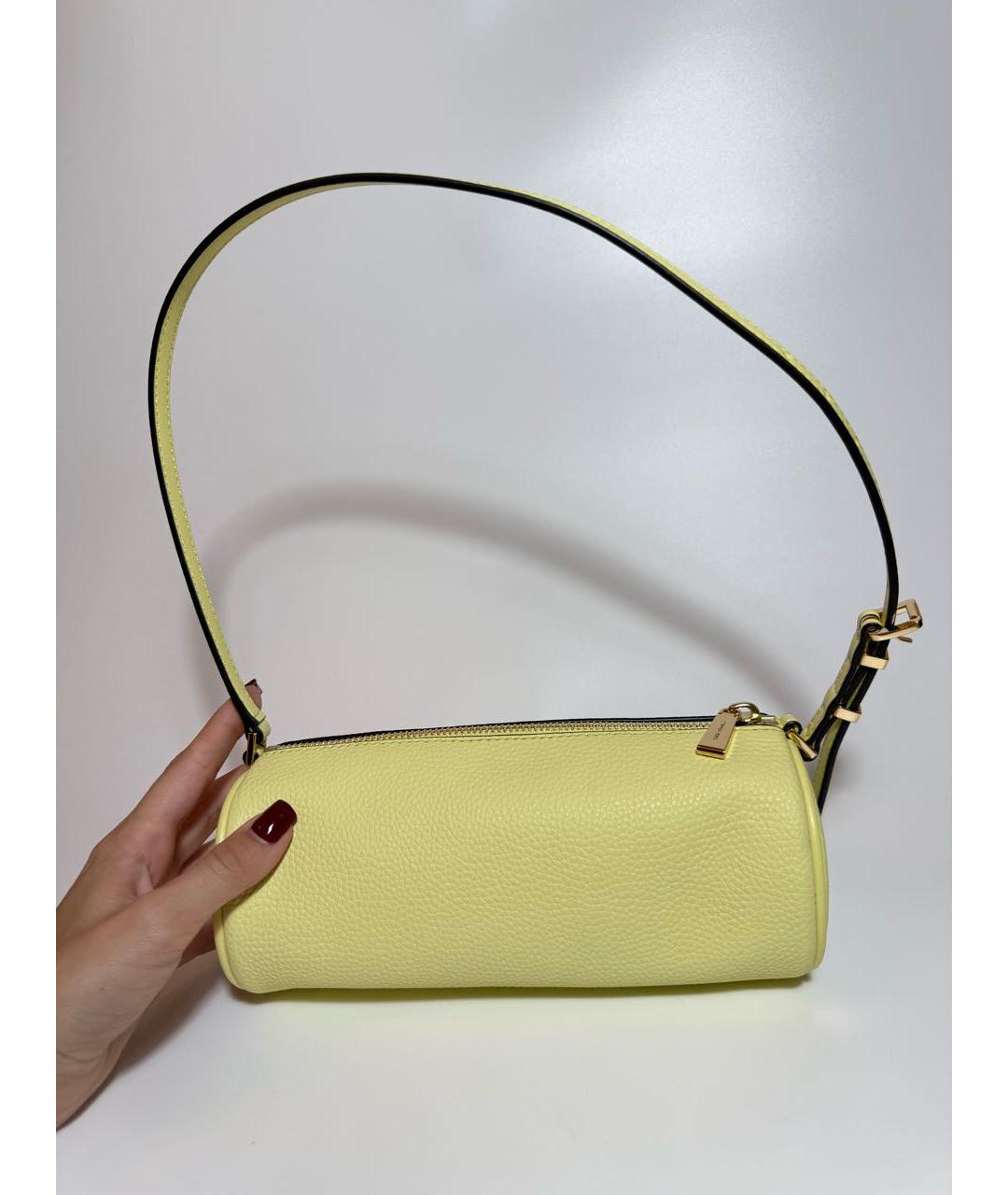 MICHAEL KORS Желтая кожаная сумка с короткими ручками, фото 3