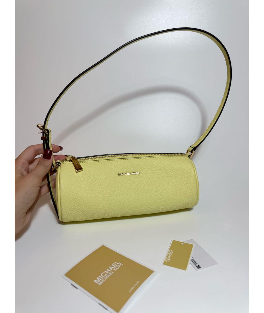 MICHAEL KORS Желтая кожаная сумка с короткими ручками, фото 5