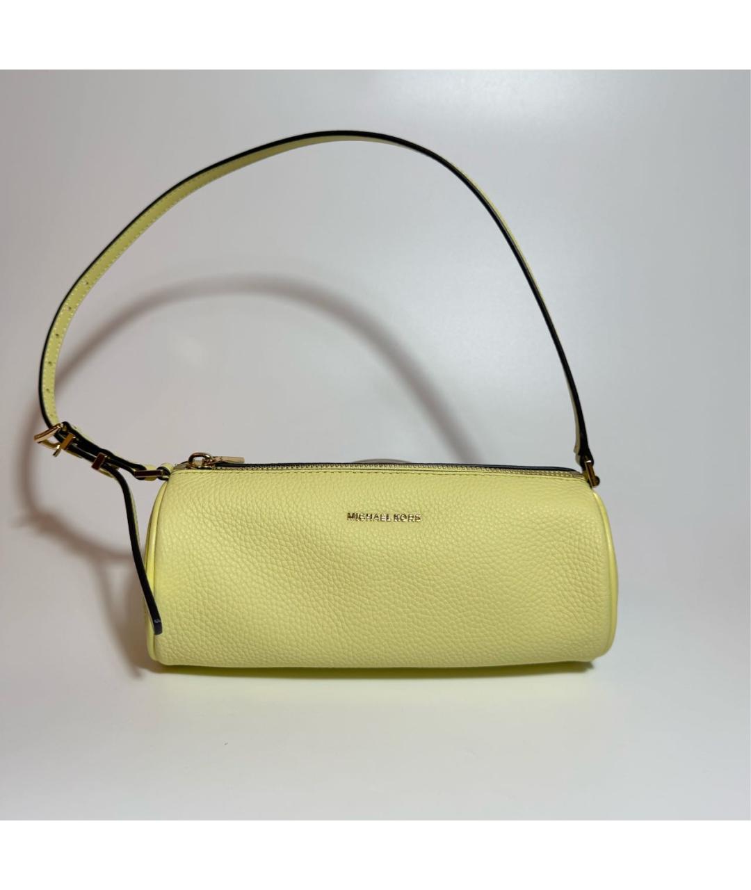 MICHAEL KORS Желтая кожаная сумка с короткими ручками, фото 6