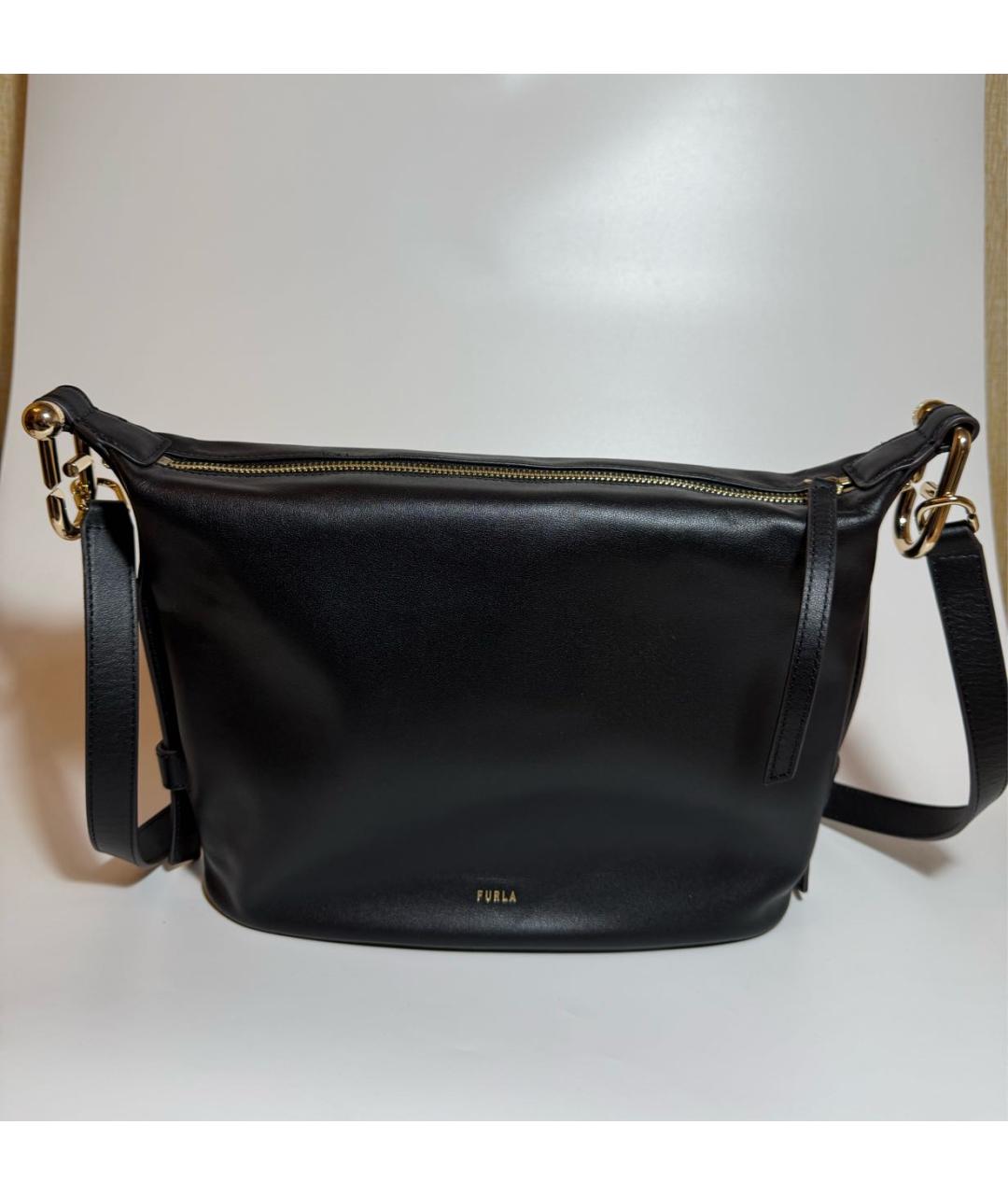 FURLA Черная кожаная сумка через плечо, фото 6