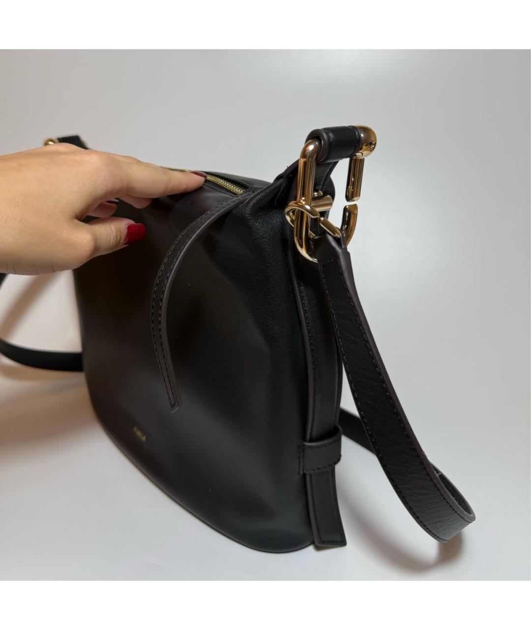 FURLA Черная кожаная сумка через плечо, фото 2