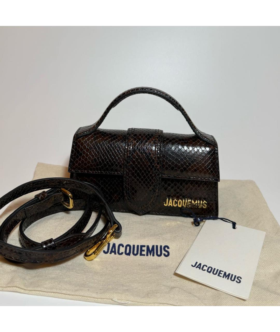 JACQUEMUS Коричневая кожаная сумка с короткими ручками, фото 5