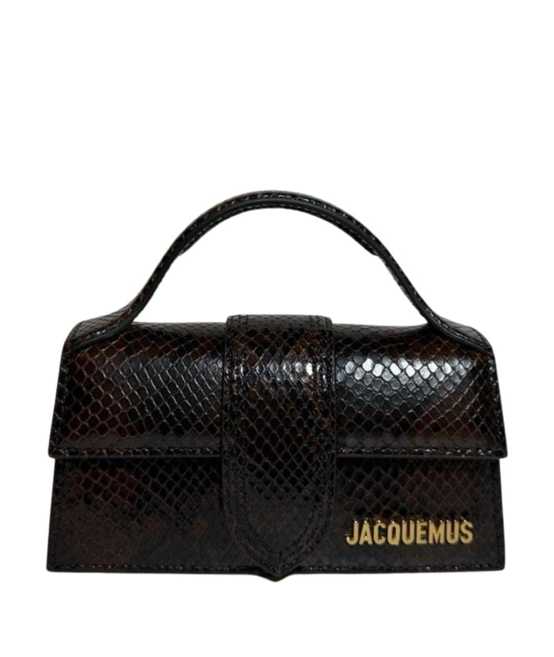 JACQUEMUS Коричневая кожаная сумка с короткими ручками, фото 1
