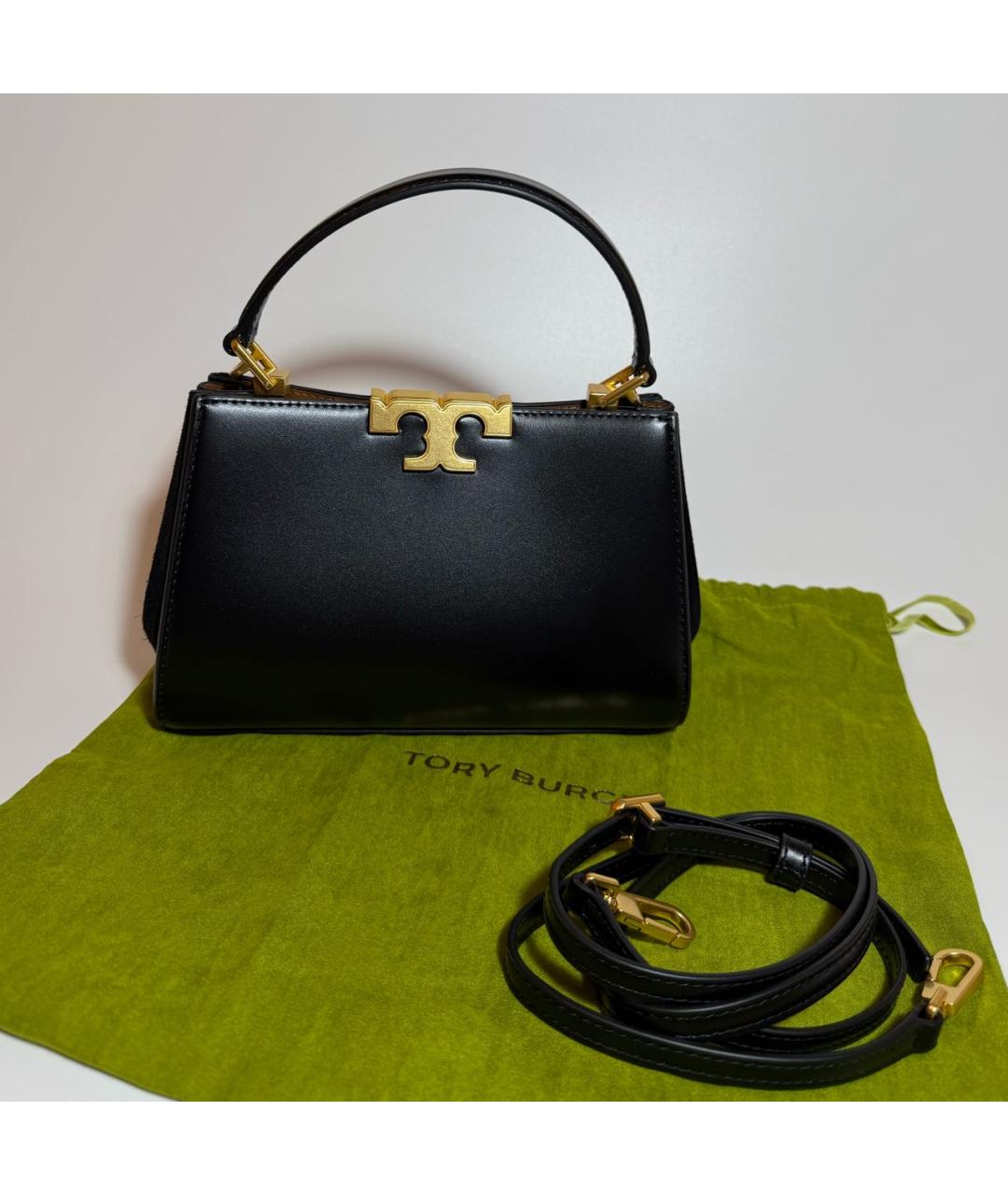 TORY BURCH Черная кожаная сумка с короткими ручками, фото 5