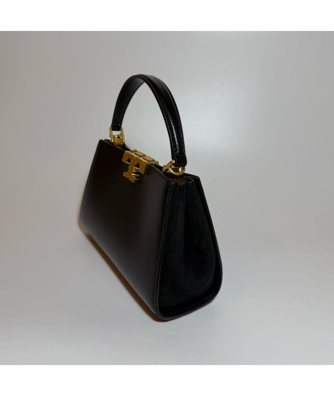 TORY BURCH Черная кожаная сумка с короткими ручками, фото 2