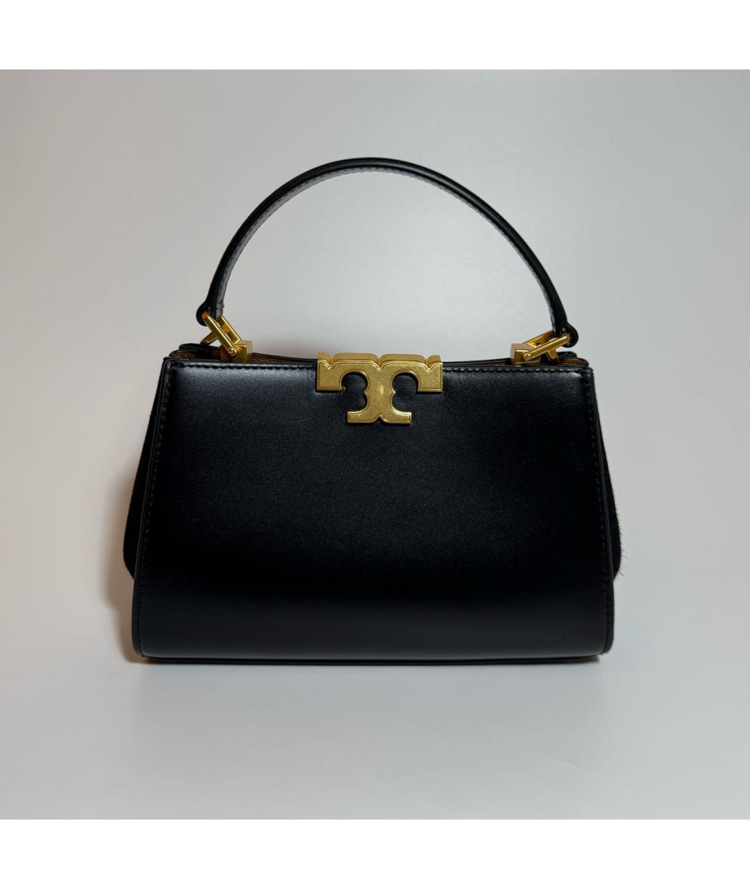 TORY BURCH Черная кожаная сумка с короткими ручками, фото 6