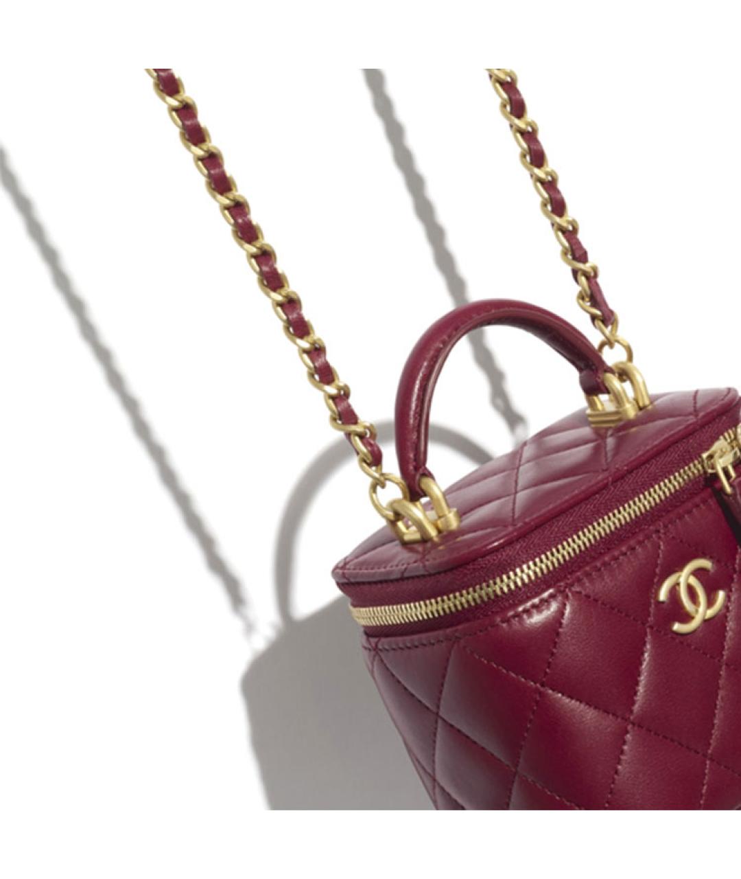 CHANEL Бордовая кожаная сумка через плечо, фото 5