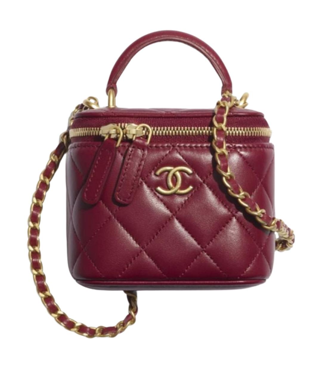 CHANEL Бордовая кожаная сумка через плечо, фото 1