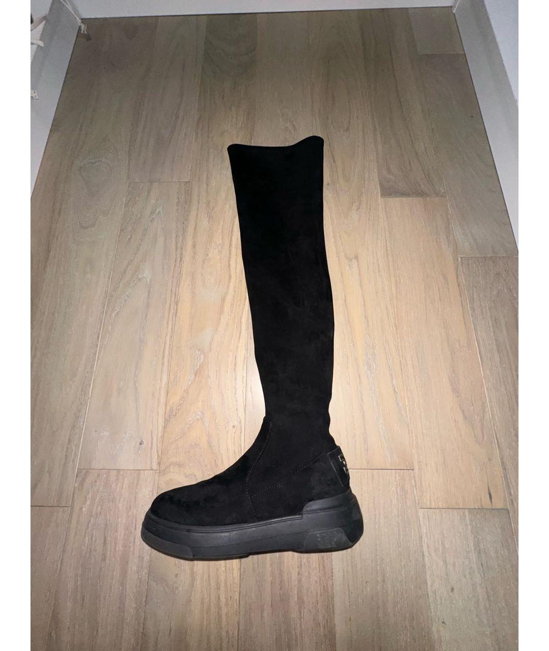 CASADEI Черные текстильные ботфорты, фото 3