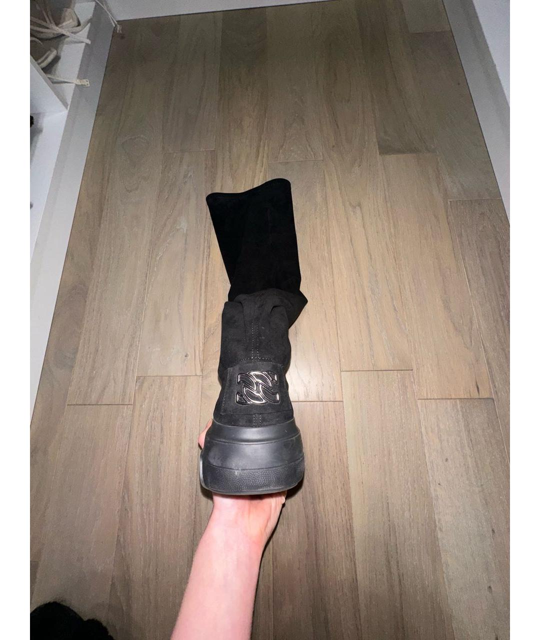 CASADEI Черные текстильные ботфорты, фото 2