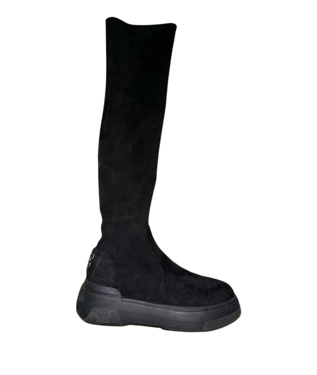CASADEI Черные текстильные ботфорты, фото 1