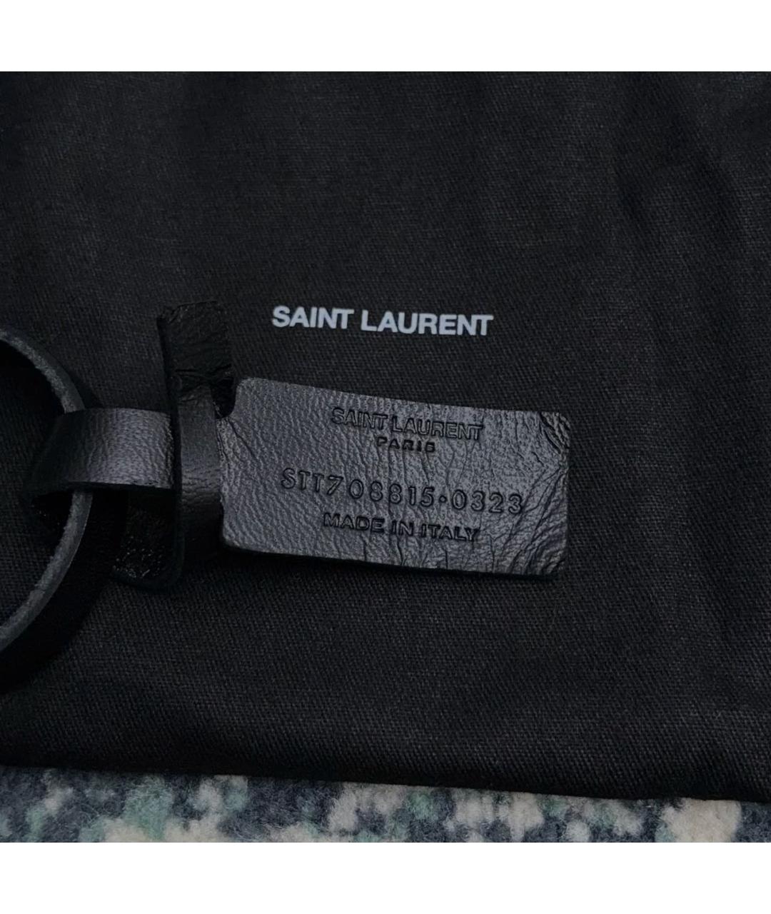 SAINT LAURENT Черный кожаный браслет, фото 8