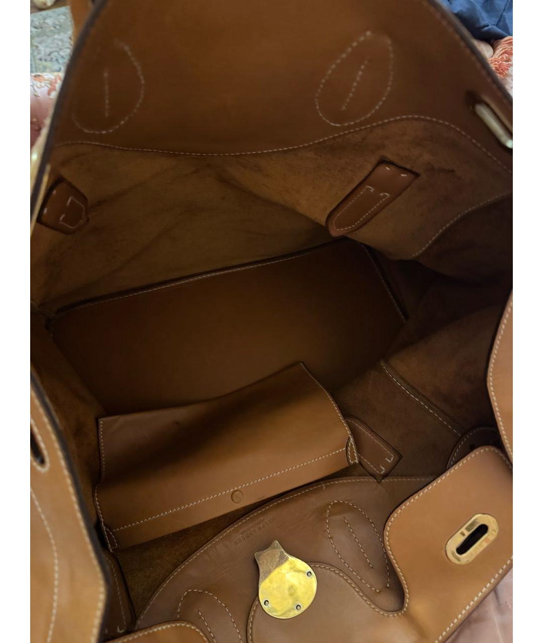 RALPH LAUREN Горчичная кожаная дорожная/спортивная сумка, фото 5