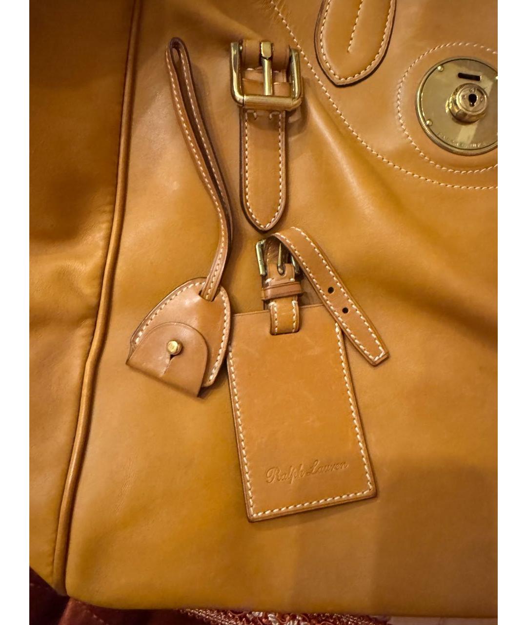 RALPH LAUREN Горчичная кожаная дорожная/спортивная сумка, фото 7
