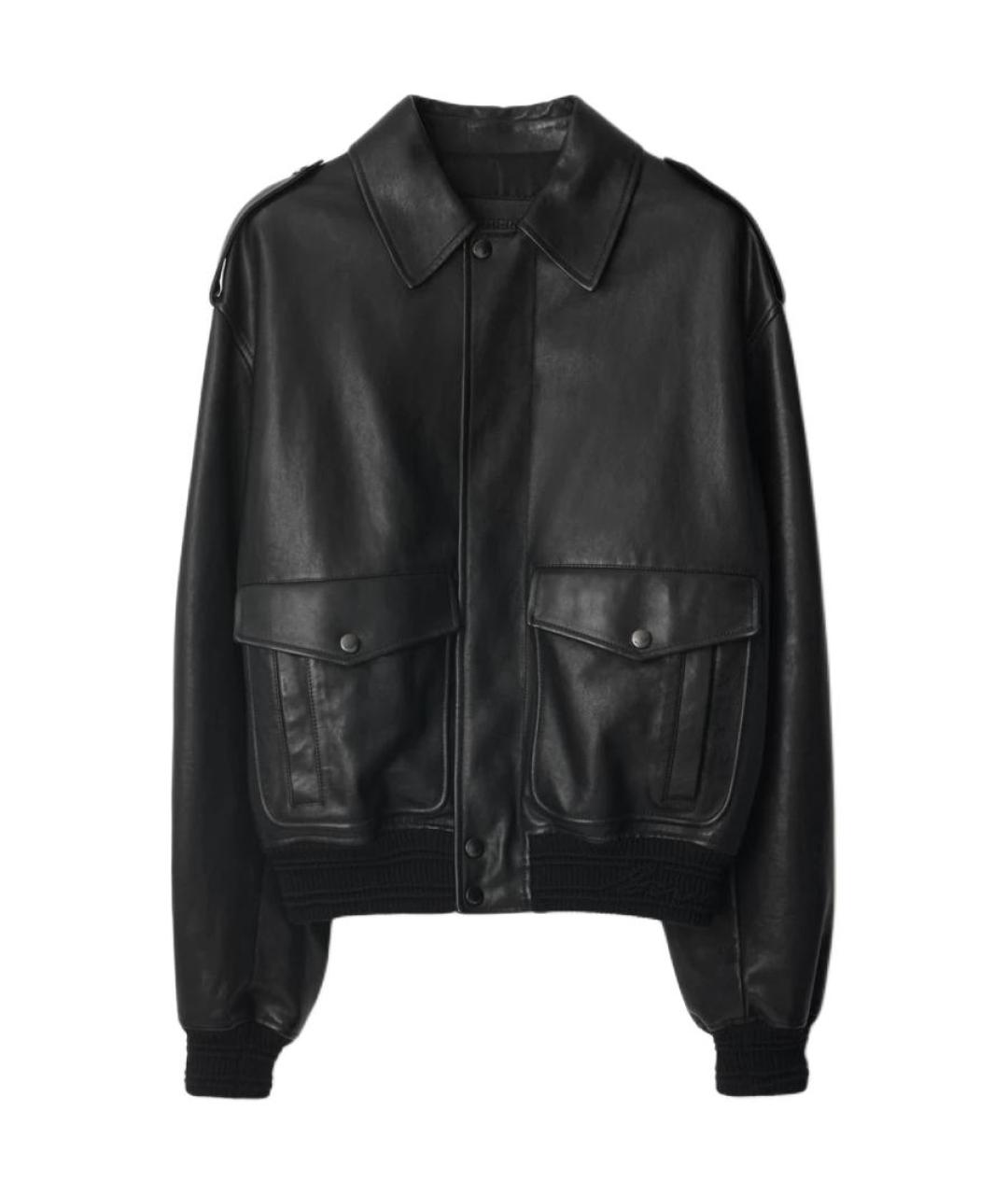 BURBERRY Черный кожаный пуховик, фото 1