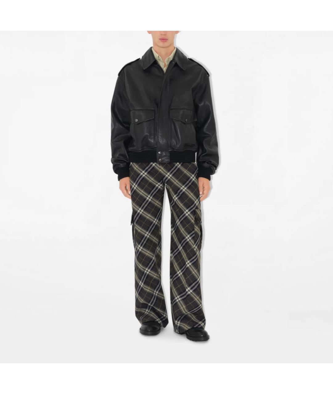 BURBERRY Черный кожаный пуховик, фото 2