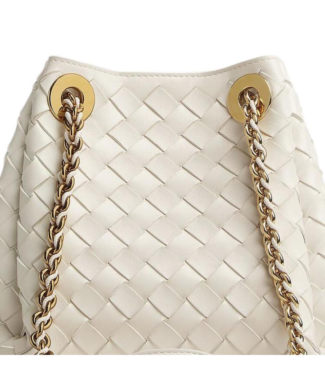 BOTTEGA VENETA Белая кожаная сумка через плечо, фото 4