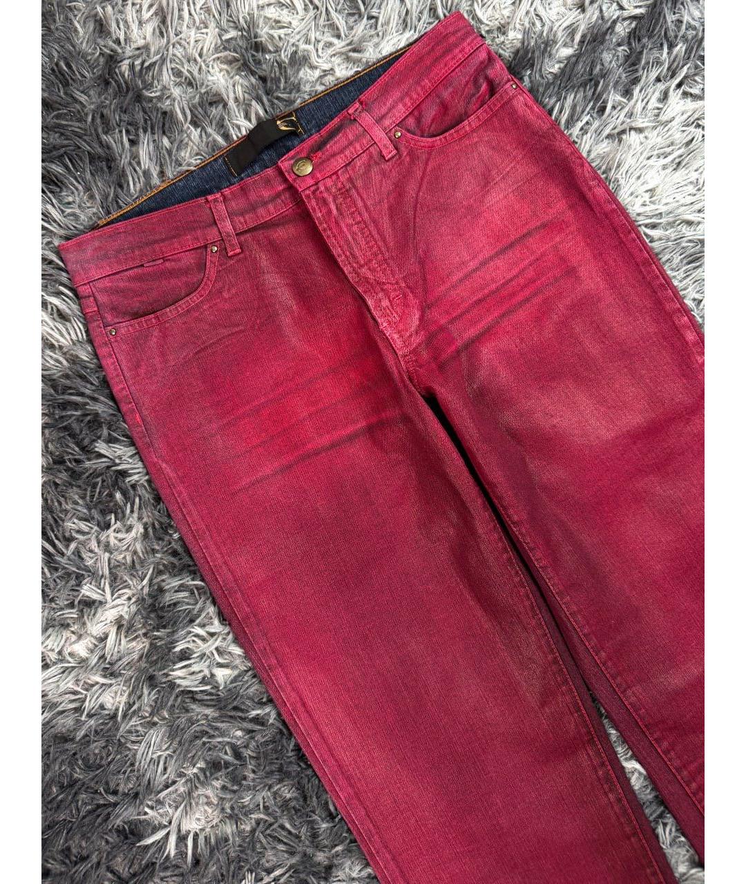 JUST CAVALLI Бордовые хлопковые джинсы клеш, фото 3