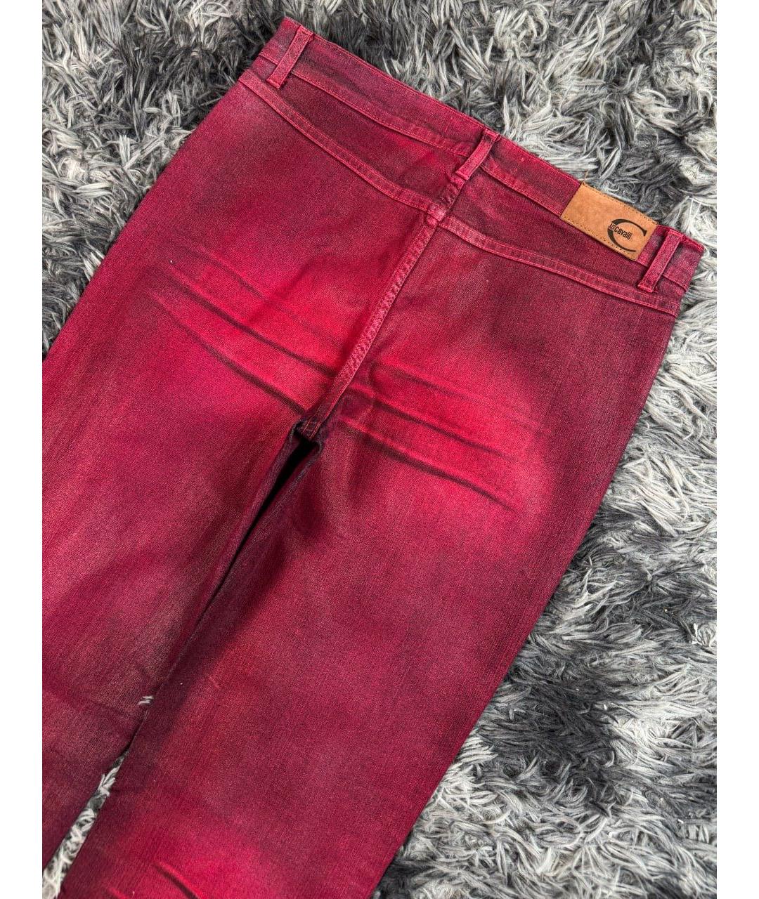 JUST CAVALLI Бордовые хлопковые джинсы клеш, фото 2