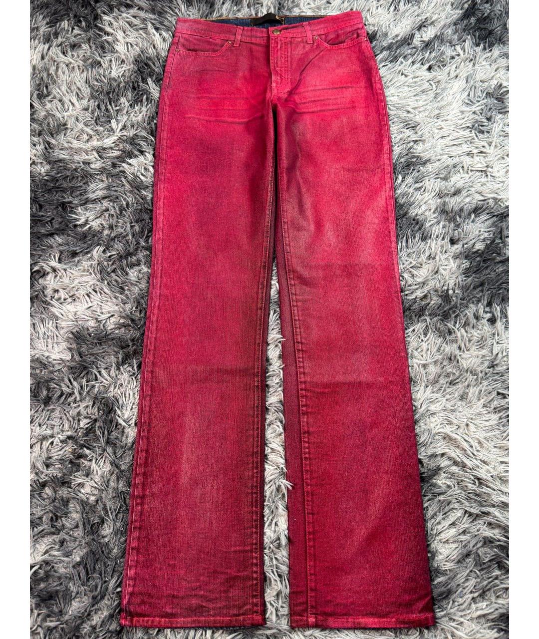 JUST CAVALLI Бордовые хлопковые джинсы клеш, фото 8