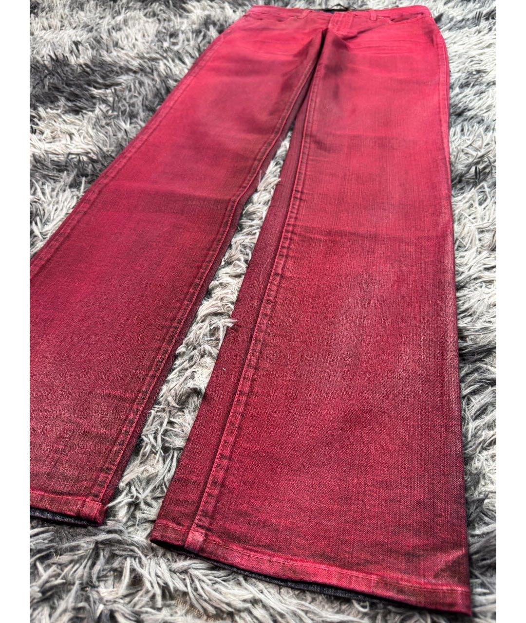 JUST CAVALLI Бордовые хлопковые джинсы клеш, фото 5