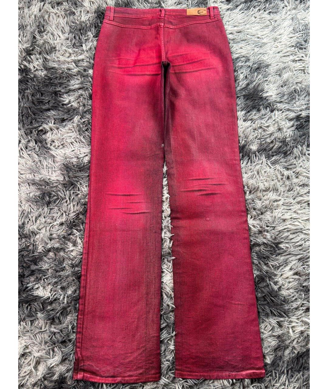 JUST CAVALLI Бордовые хлопковые джинсы клеш, фото 4