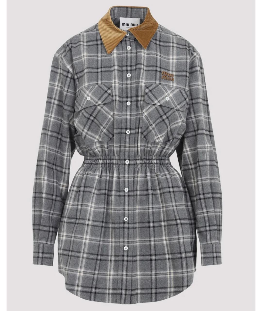 MIU MIU Серое хлопковое повседневное платье, фото 4