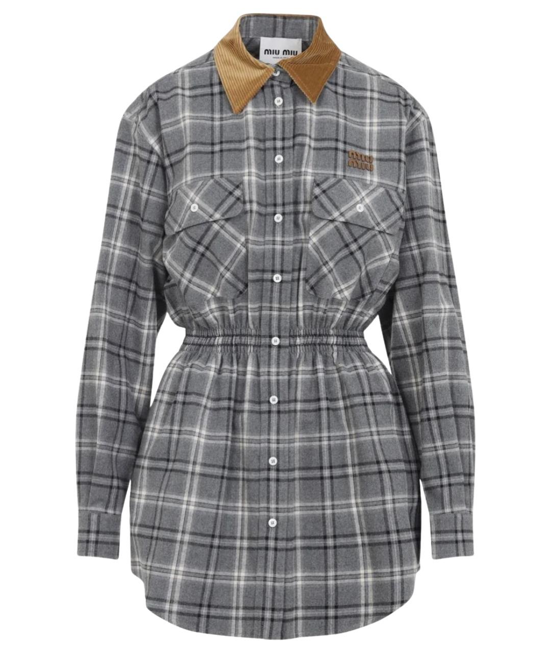 MIU MIU Серое хлопковое повседневное платье, фото 1