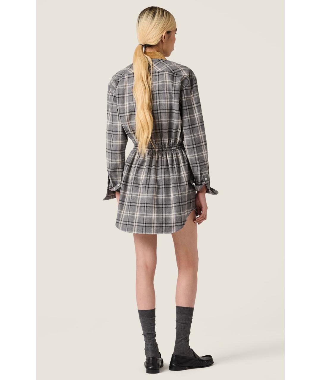 MIU MIU Серое хлопковое повседневное платье, фото 3