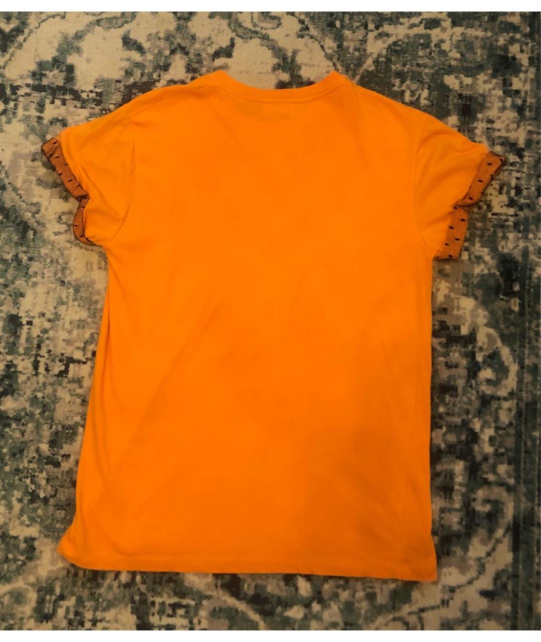 RED VALENTINO Оранжевая хлопко-эластановая футболка, фото 2