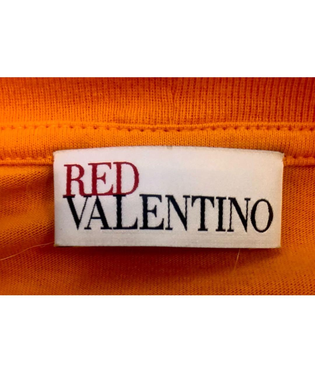 RED VALENTINO Оранжевая хлопко-эластановая футболка, фото 5