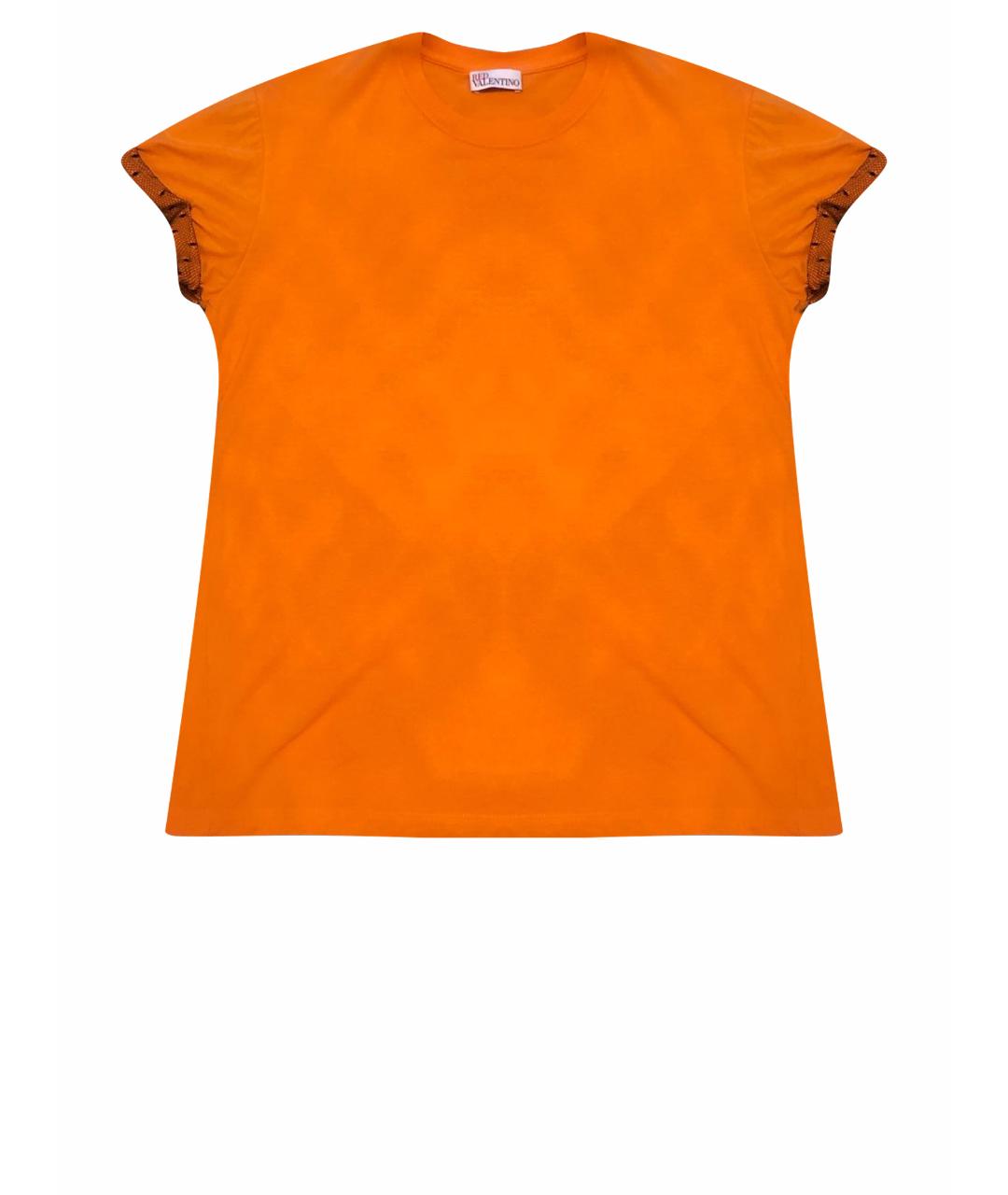 RED VALENTINO Оранжевая хлопко-эластановая футболка, фото 1