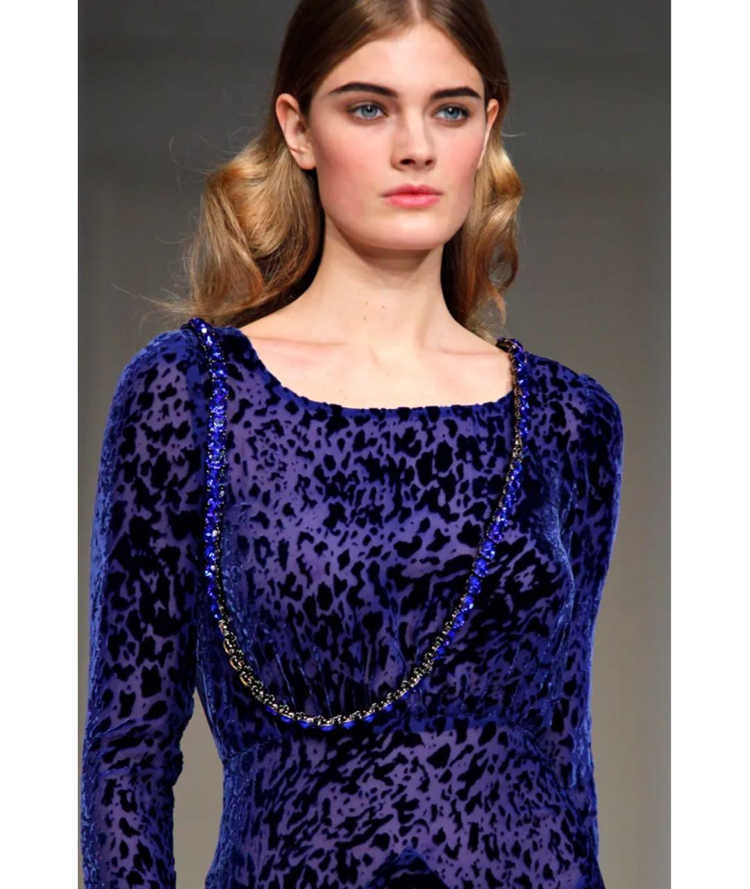OSCAR DE LA RENTA Темно-синее вискозное вечернее платье, фото 4