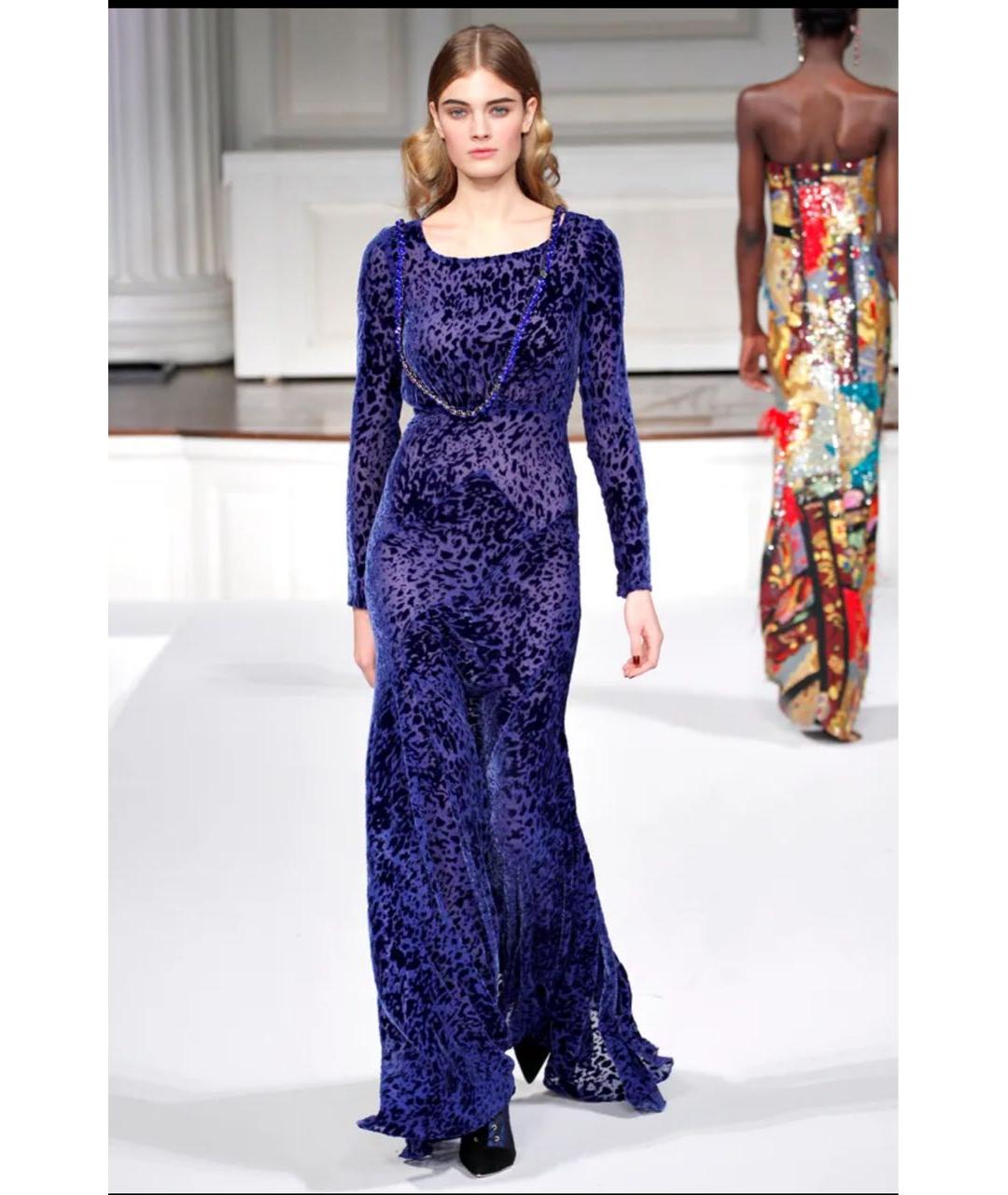OSCAR DE LA RENTA Темно-синее вискозное вечернее платье, фото 2
