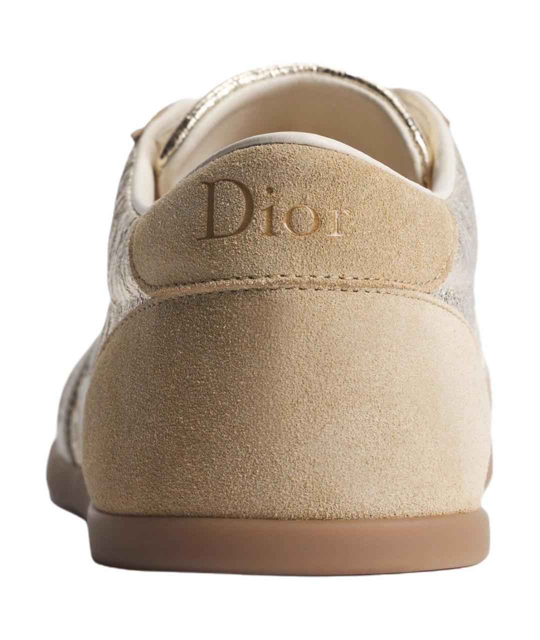 CHRISTIAN DIOR Золотые кожаные кроссовки, фото 4