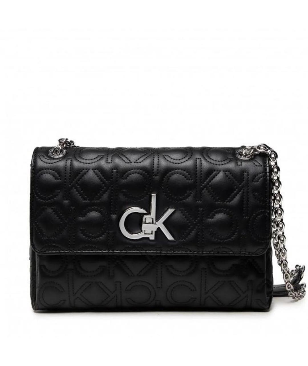 CALVIN KLEIN Черная сумка через плечо из искусственной кожи, фото 8