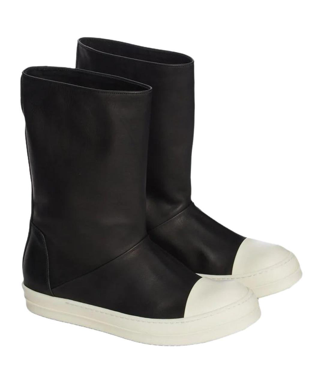 RICK OWENS Черные кожаные высокие ботинки, фото 3