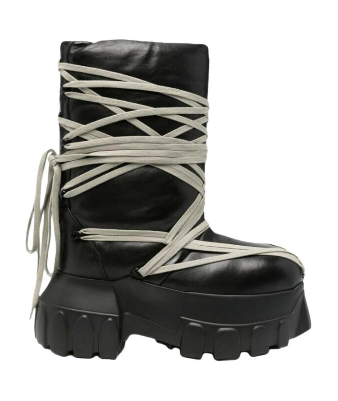 RICK OWENS Черные кожаные высокие ботинки, фото 1