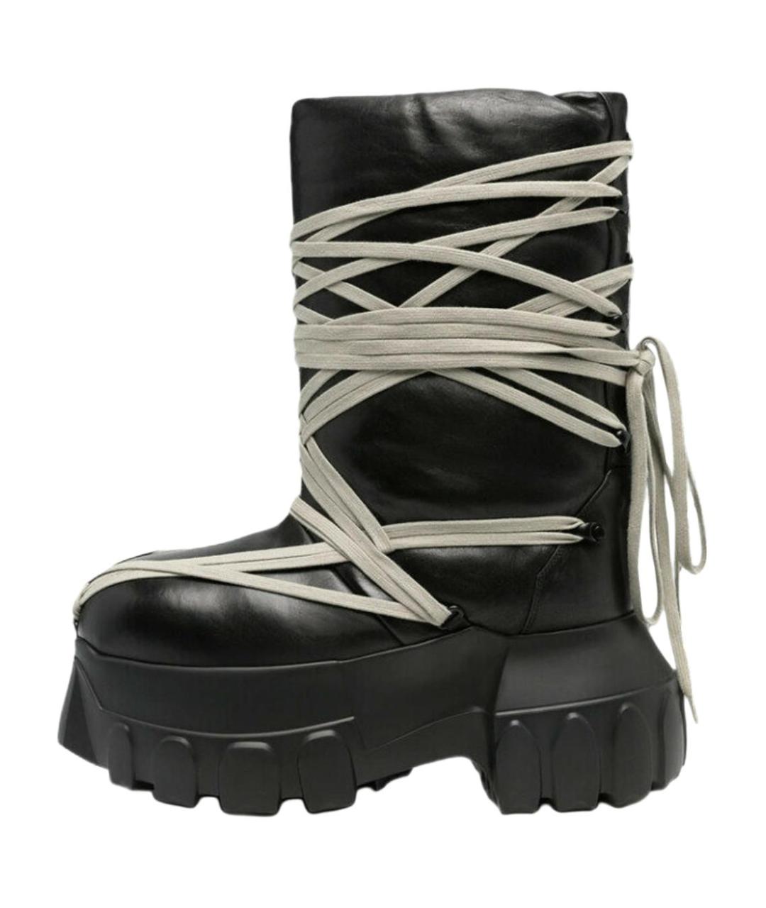 RICK OWENS Черные кожаные высокие ботинки, фото 2