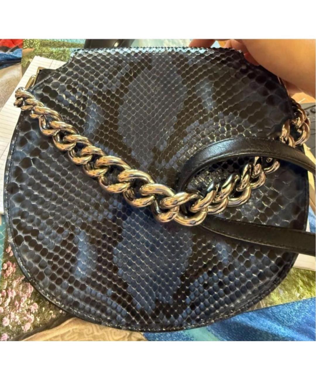 VERSACE Темно-синяя кожаная сумка с короткими ручками, фото 3