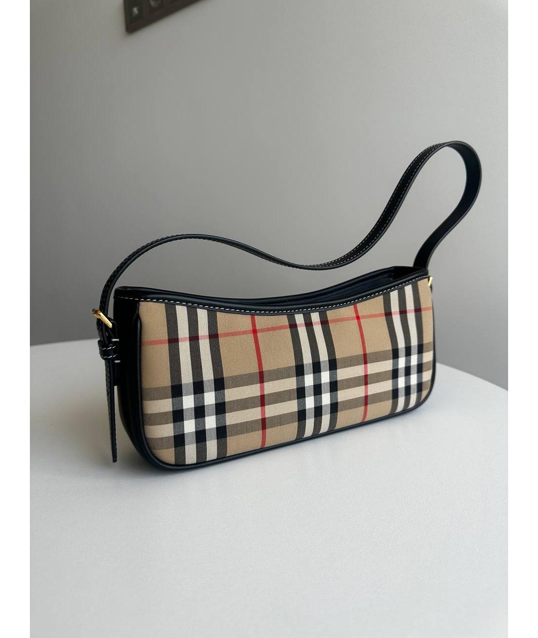 BURBERRY Бежевая сумка с короткими ручками из канвы, фото 3