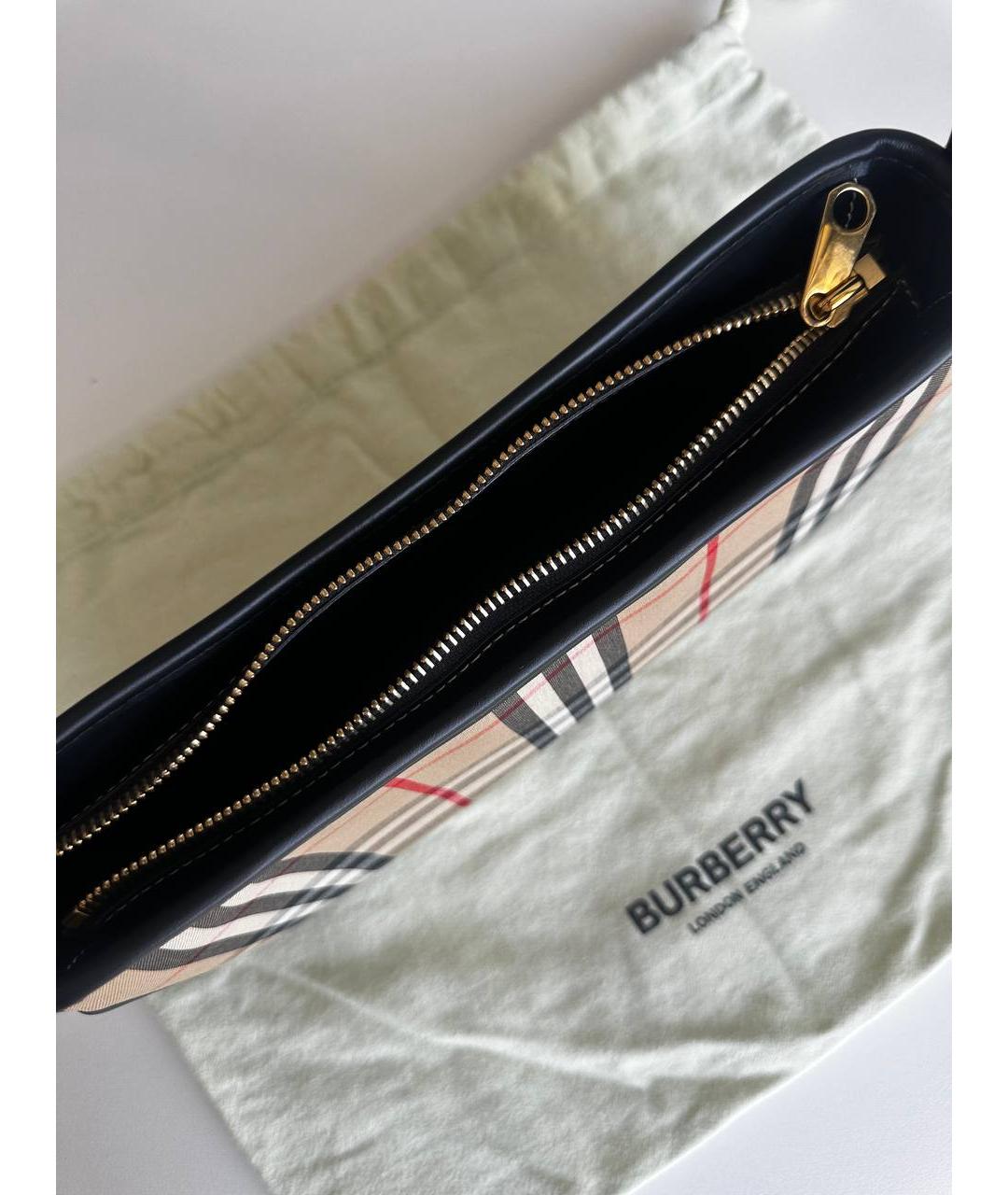 BURBERRY Бежевая сумка с короткими ручками из канвы, фото 4